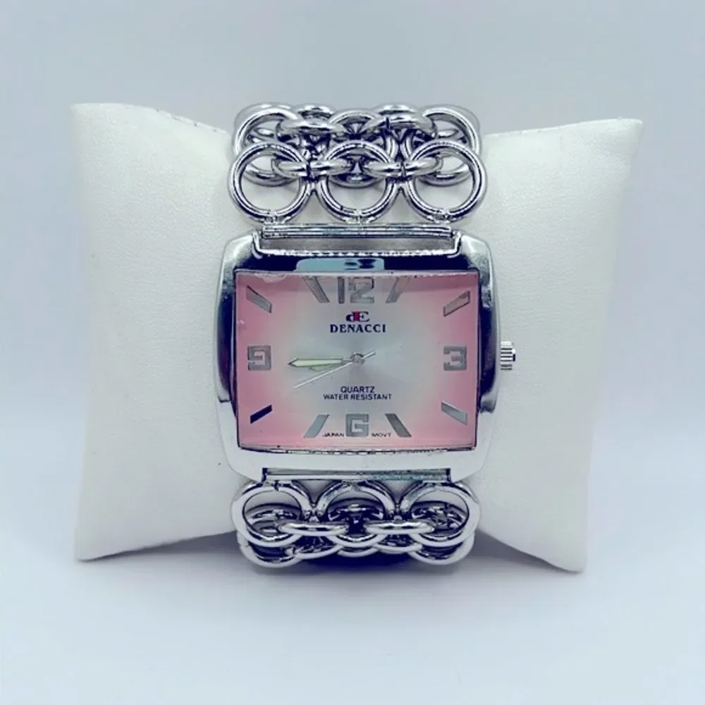 Working! Ladies Denacci Wide Chain Band Easy Read Watch